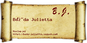 Béda Julietta névjegykártya